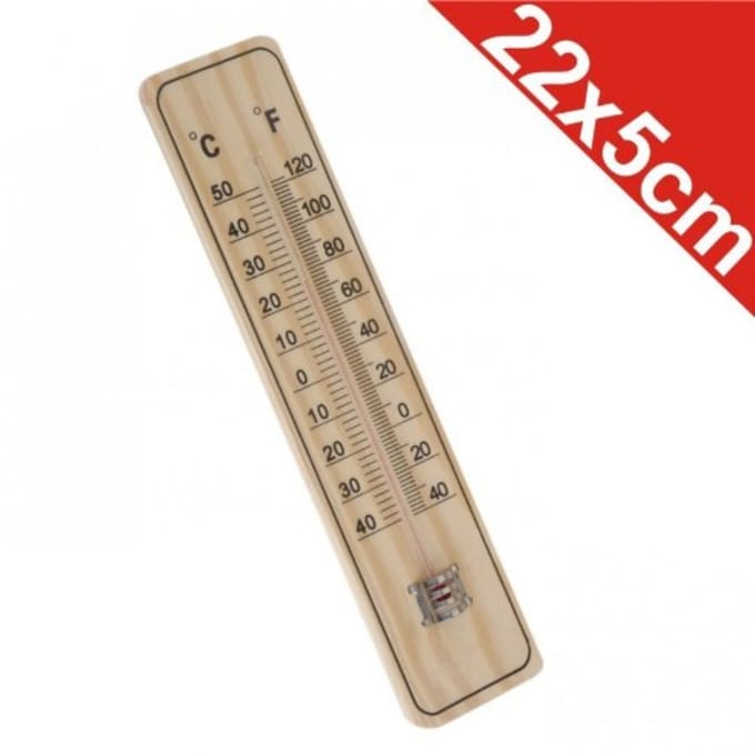 Pro Garden Thermometer - binnen/buiten - hout - 22,5 x 5 cm