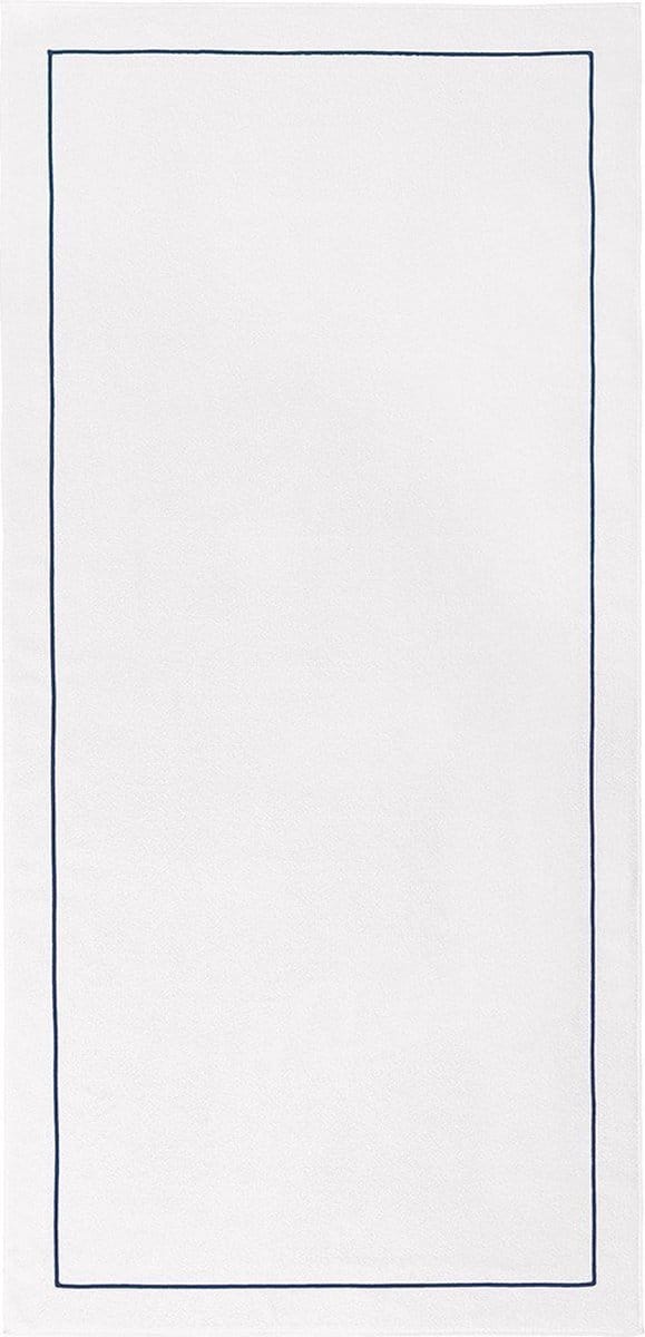 Yves Delorme strandlaken - Croisiere - Wit met bourdon marine - 92x200 cm