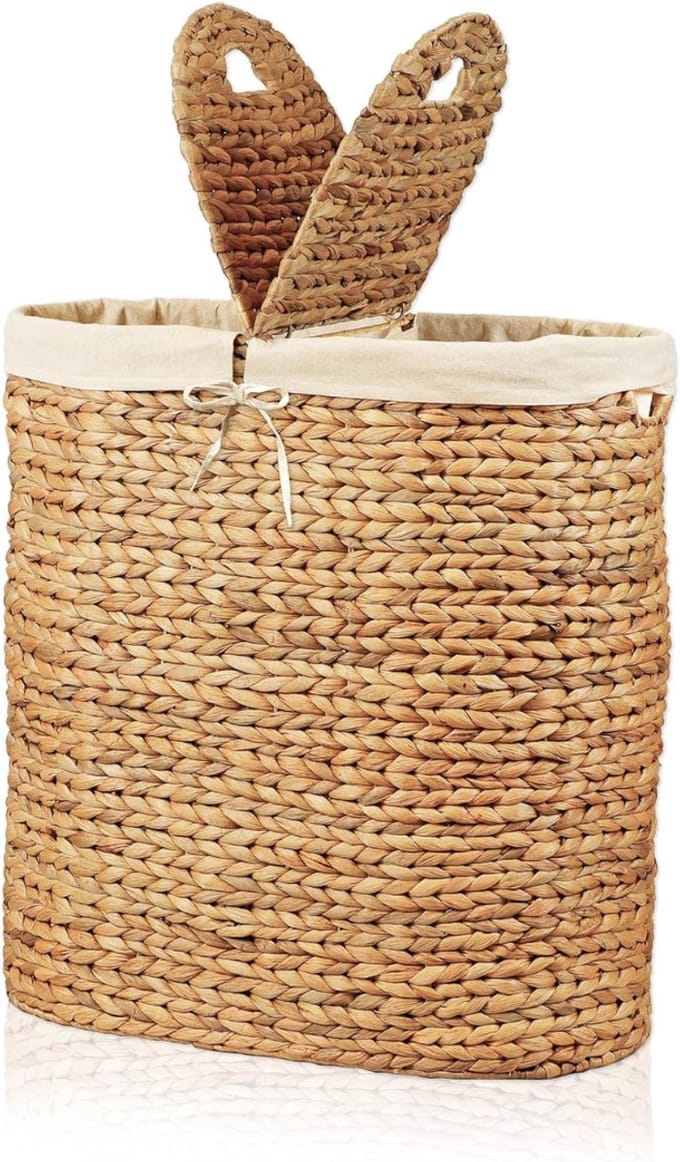 Rieten Wasmand met Deksel - 54x30x56 CM