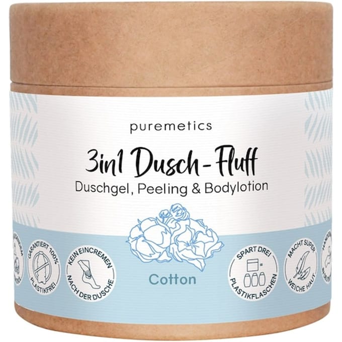puremetics 3in1 doucheverzorging Douchepluis Katoen Body scrub Dames 250 g