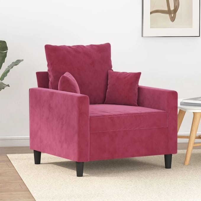 vidaXL - Fauteuil - 60 - cm - fluweel - wijnrood