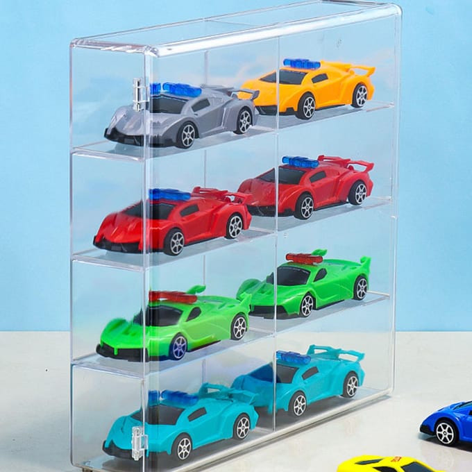 Auto Model Opslag Display Box Verstelbare Hoogte Grote Capaciteit PS Materiaal Transparante Organizer Stofdicht Rek gray