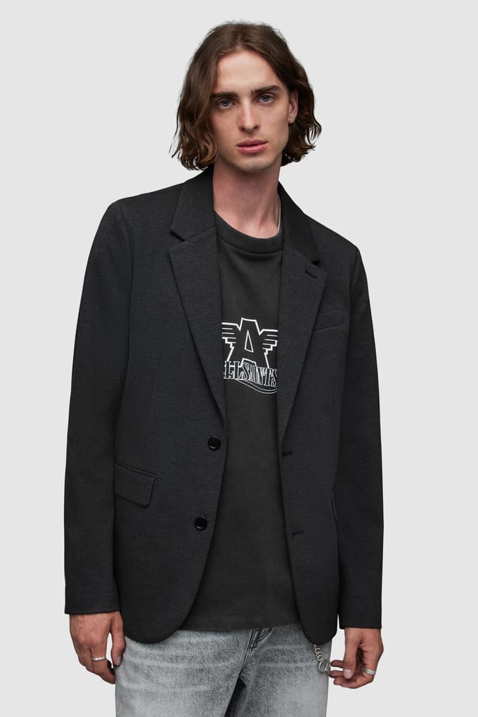 AllSaints Helm Blazer Charcoal Marl Größe: 36 | Blazer Outlet | Herren | Schwarz