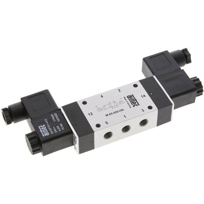 5/2 G1/8'' Bi-Stabiel Magneetventiel 12V DC 2-10bar/28-140psi Airtec
