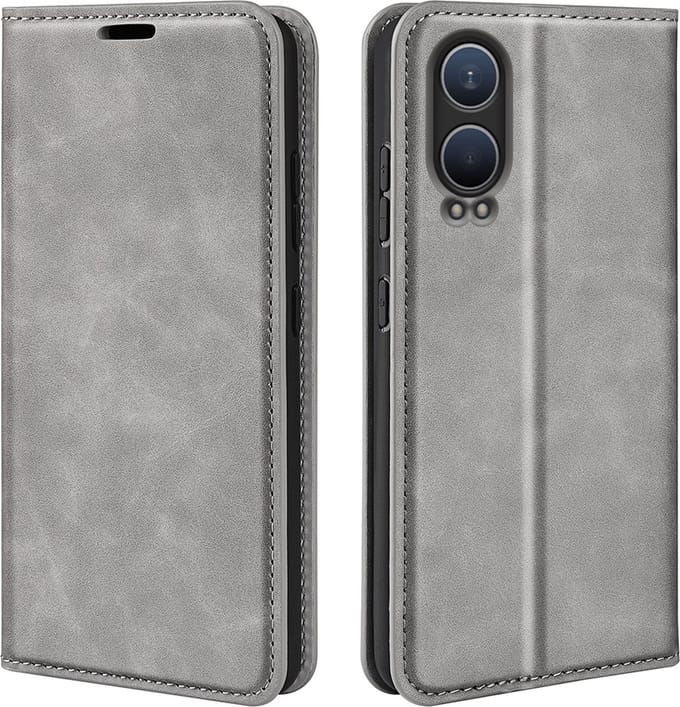 MobyDefend Hoesje - Geschikt voor OnePlus Nord CE 4 Lite - Luxe Wallet Bookcase (Magnetische Sluiting) - Grijs