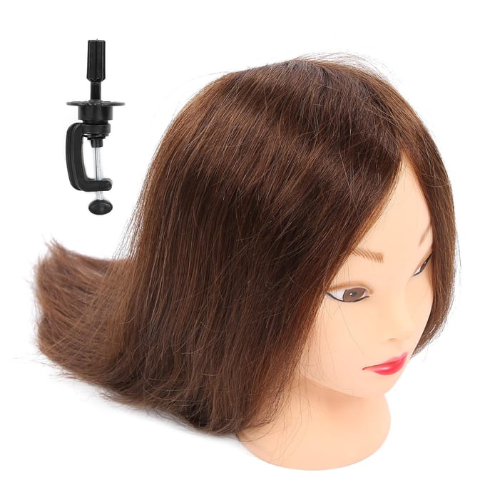 Haar Mannequin Hoofd Kapper Trainingshoofd Cosmetologie Mannequin Hoofd met Beugel brown