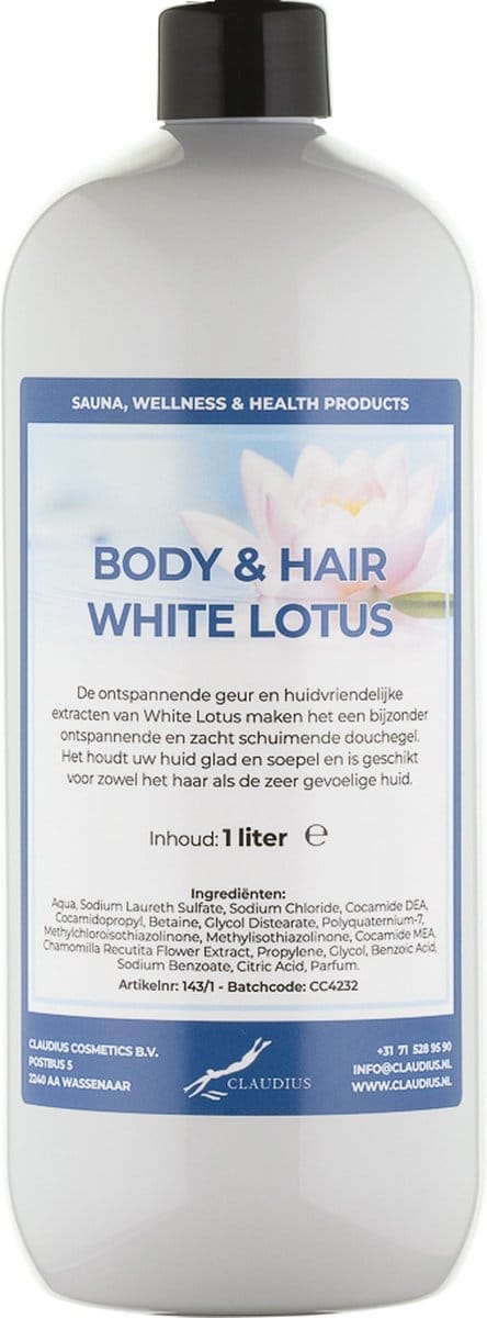 Body & Hair White Lotus 1 Liter - 2 in 1 voor lichaam en haar.