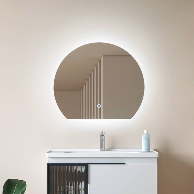 Lucande LED-spiegel Celestiel, halfrond, CCT, 50 cm