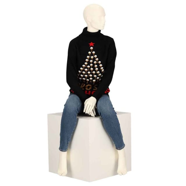 Dames Kersttrui Coltrui Zwart Prosec Ho Ho Ho - Maat S