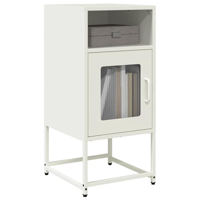 vidaXL - Nachtkastje - 36x39x78 - cm - koudgewalst - staal - wit