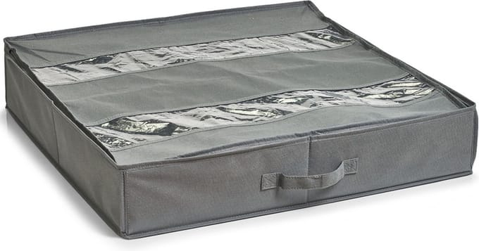 Zeller schoenenbox Basicline - met kijkvenster - sorteervakken - grijs