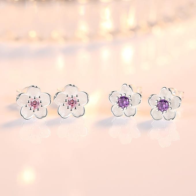 Nouvelles boucles d'oreilles à tige en forme de fleur pour femme violet