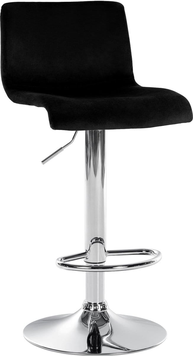 CLP Barkruk Hover - met rugleuning - verstelbaar - draaibar - metalen frame - fluweel - chroom/zwart
