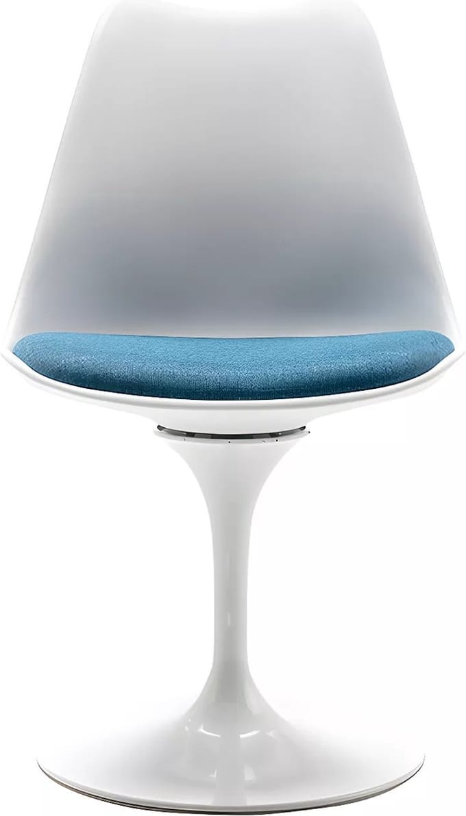 Vente-unique Draaistoel van polypropyleen, stof en staal - Blauw en wit - XAFY