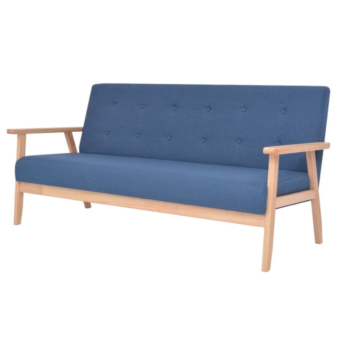 vidaXL - Driezitsbank - stof - blauw