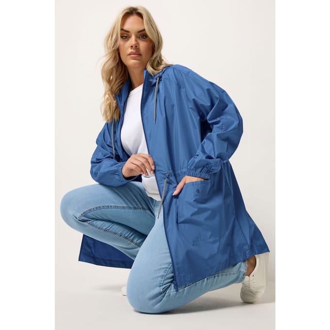 Yours Blauwe Lichte Parka Met Trekkoord Size 46