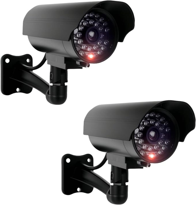 Set van 2 Dummy CCTV-camera's voor Buiten en Binnen met Knipperende LED