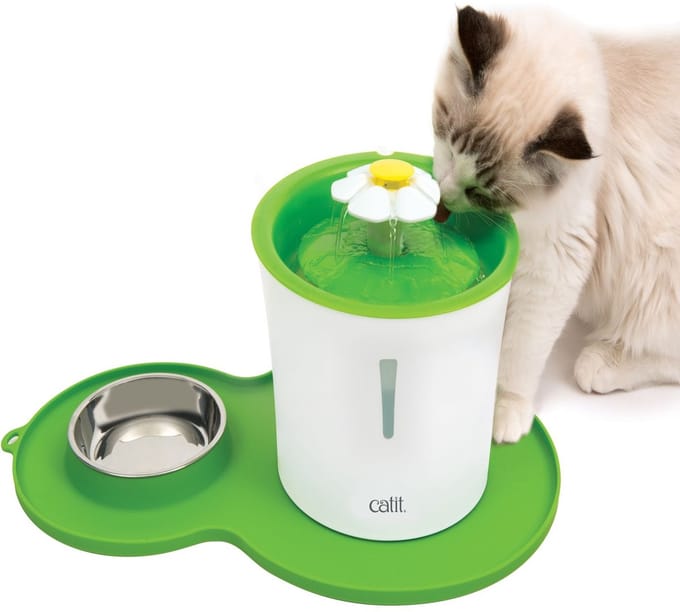 Catit Placemat Peanut Inclusief Rvs Bakje 35x23x3 cm - Kattendrinkbak - Groen