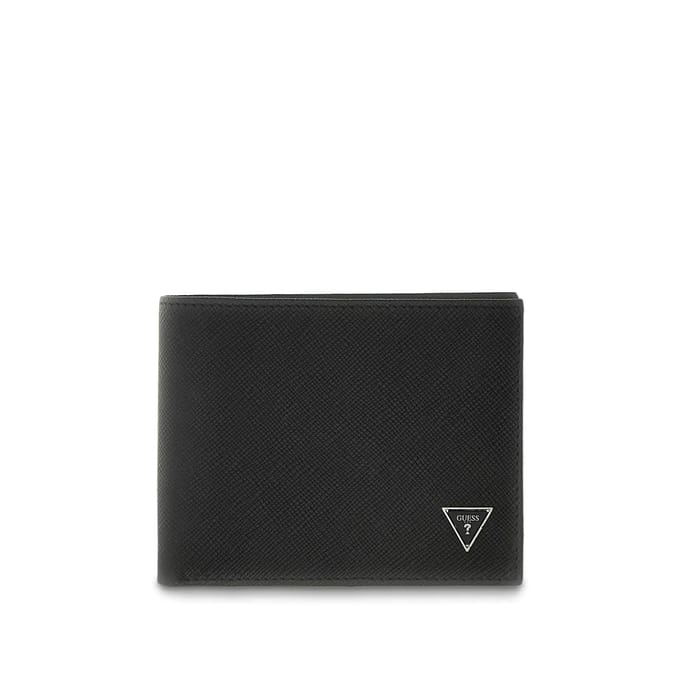 GUESS Leren portemonnee Milano Bifold Wallet Black donkergrijs