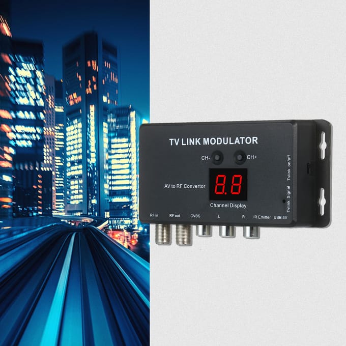 Modulateur TVLINK, convertisseur AV vers RF et extension IR, modulateur RF noir