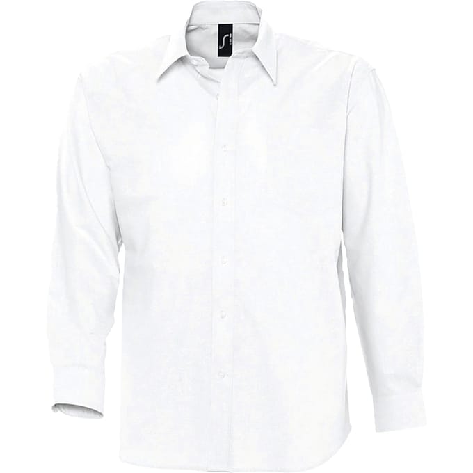 SOLS Heren Boston shirt met lange mouwen (Wit)