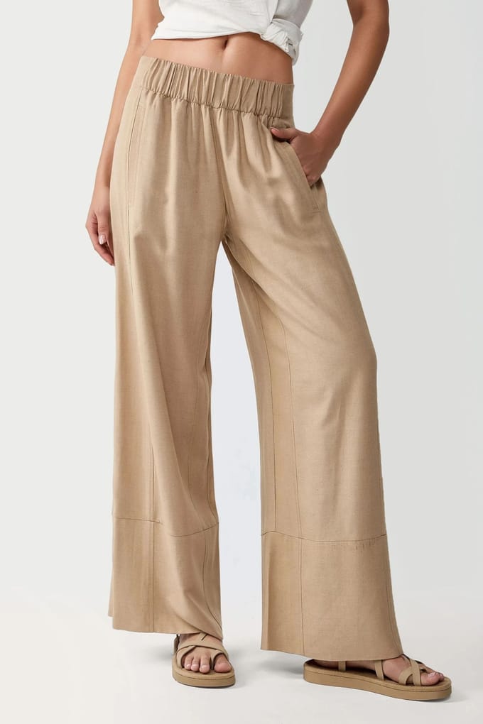 Brede Been Elastische Taille Broek