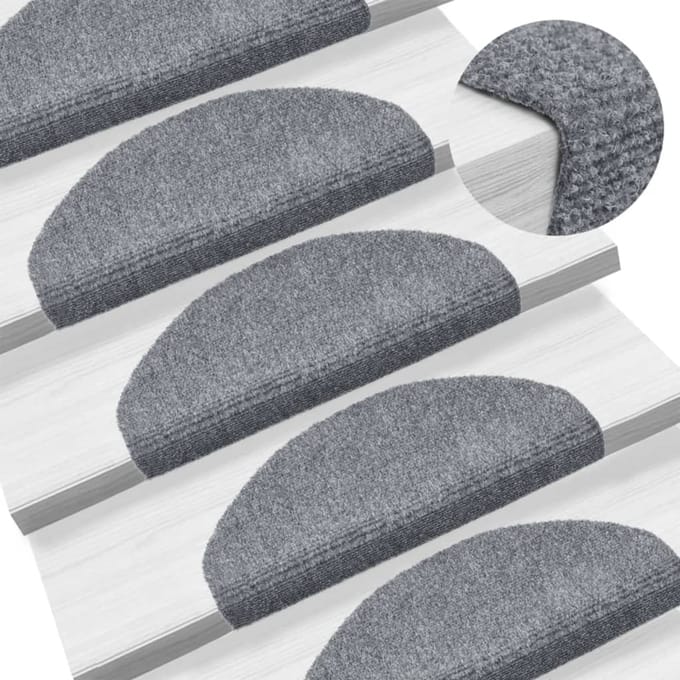 vidaXL - Trapmatten - Zelfklevend - 15 - stuks - 65x21x4 - cm - Lichtgrijs - Halfrond - Groot