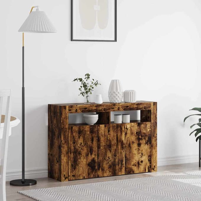 vidaXL - Dressoir - Rook - Eiken - 116 - x - 30 - x - 75 - cm - Bewerkt - hout
