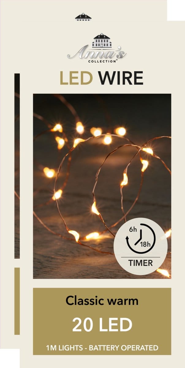 Anna Collection Draadverlichting lichtsnoeren 2x -20 leds - koper warm wit licht -100 cm