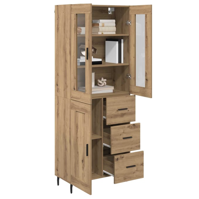 vidaXL - Highboard - 2 - st - Artisan - Eiken - 69,5 - x - 34 - x - 180 - cm - Bewerkt - hout