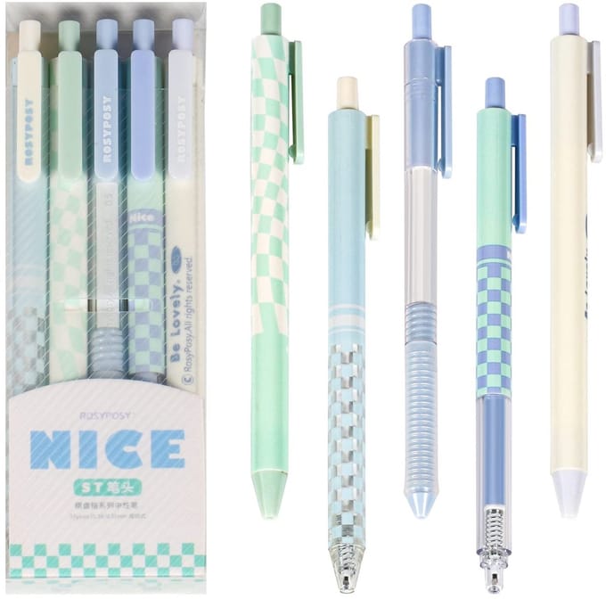 Balpennen 5-Pack - Retractable - 0.5mm en 0.38mm - Perfect voor journaling - Homevero