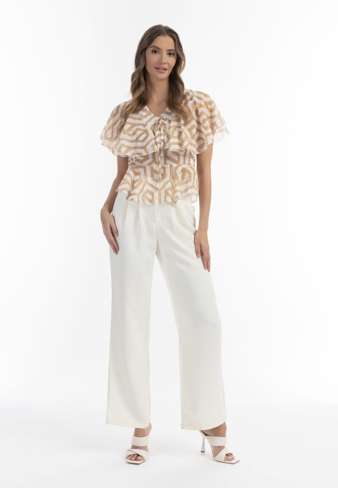 Faina Blouse Dames beige wit