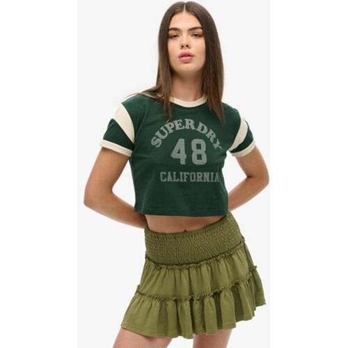 Superdry Gelaagde Jersey Minirok Khaki Grootte: 38
