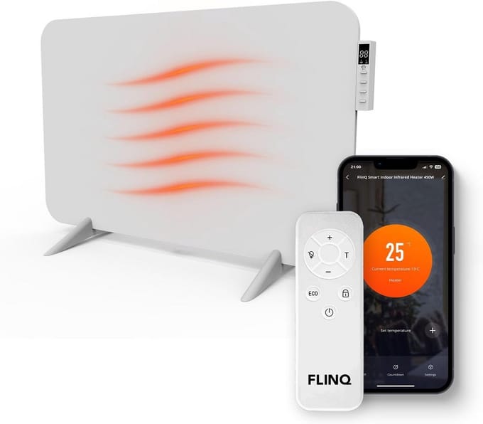Slimme Infrarood Verwarming 800W - Verplaatsbaar Elektrisch Paneel met Thermostaat - Wit