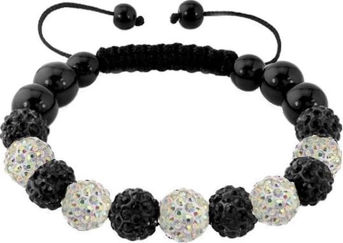 Fako Bijoux® - Armband - Disco Dots - Deluxe - Zwart/Wit MC