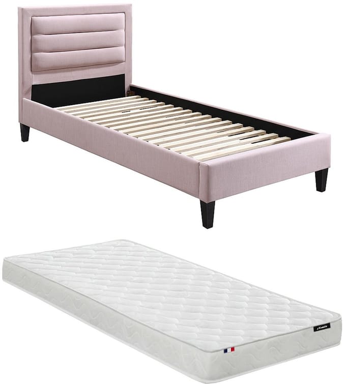 Vente-unique Bedframe stof roze 90 x 190 cm
