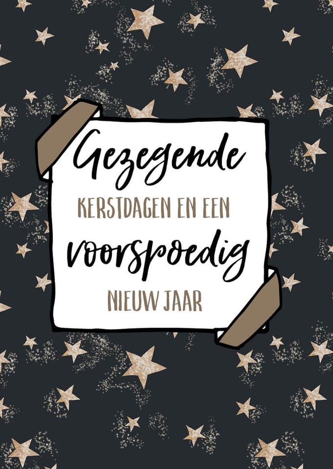 Kerstkaart 'Prettige kerstdagen - sterren' ' 12 stuks met envelop