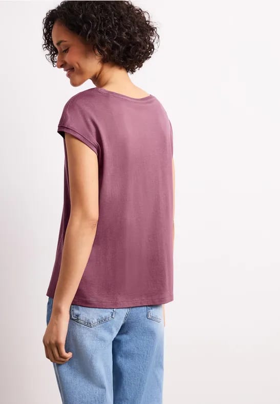 Shirt met boothals en decoratief detail
