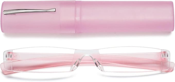 Randloze leesbril - Leeshulp Zichthulp - Comfortabel lezen - Inclusief etui - 130 mm breed - Roze