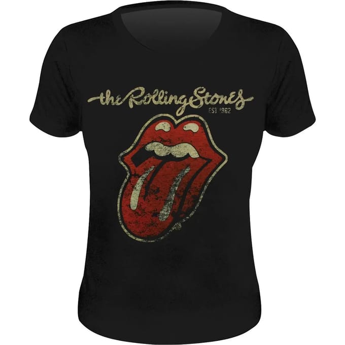 The Rolling Stones - Plastered Tongue Dames T-shirt - M - Zwart