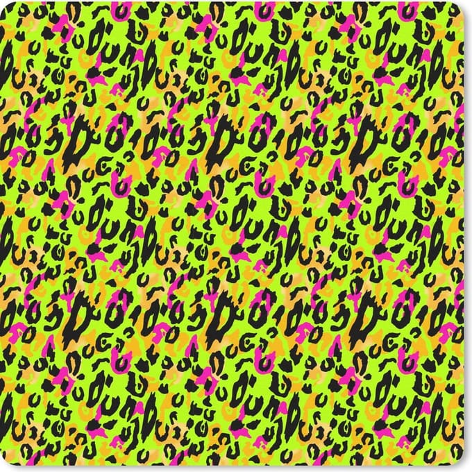 Muismat 20x20 cm - Mousepad Panterprint - Neon - Geel - Roze - Muismatten