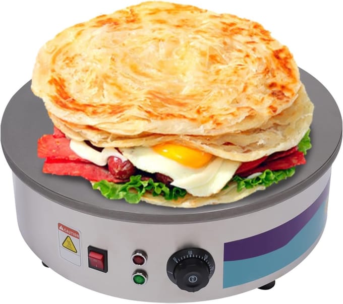 Pannenkoekenmachine - Bakplaat - Gelijkmatig Bakken - Instelbare Temperatuur - 45 cm Diameter - Zilver