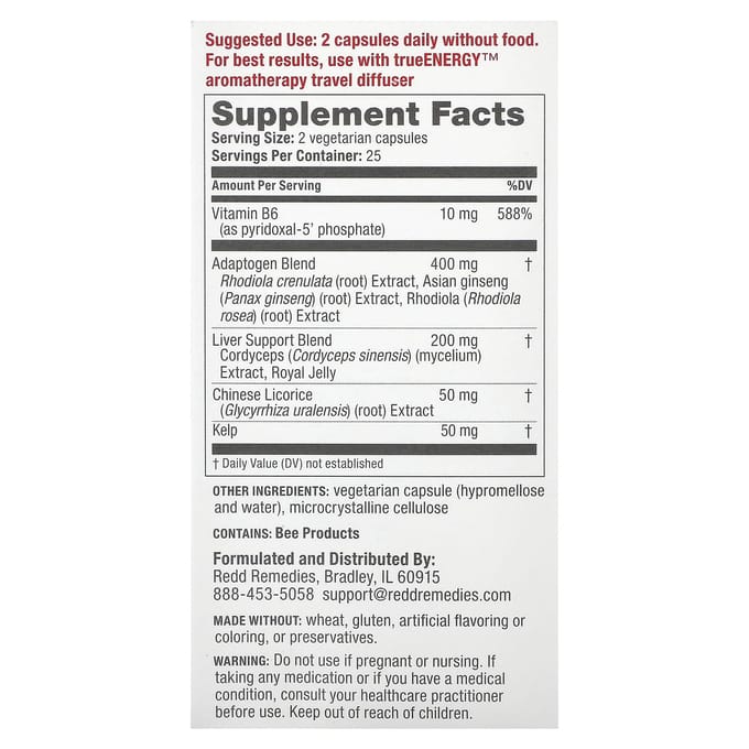 Redd Remedies, TrueEnergy, 50 Capsules Végétales
