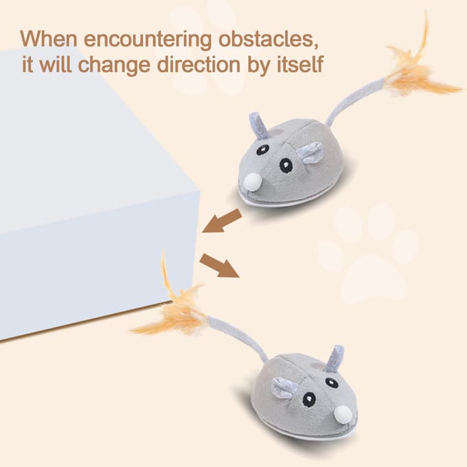 Jouet Chat Souris Teaser Électrique Jouets pour Chat Rechargeable USB Jouets Interactifs Intelligents pour Chat beige