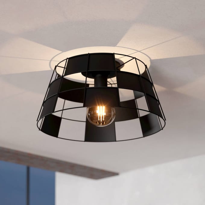 EGLO Pontefract Plafondlamp - E27 - Ø 42 cm - Zwart - Staal