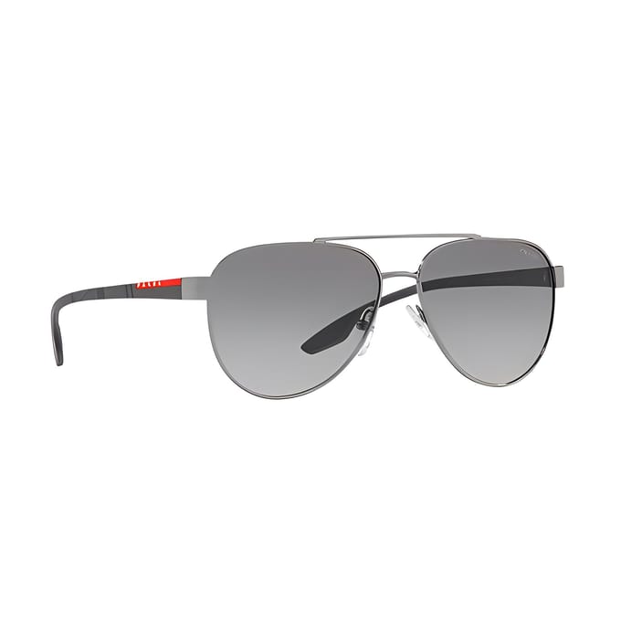 Lunettes de soleil Aviateur Double Pont Prada Homme lunettes de soleil Argent PS54TS5AV3M1 Basic Packaging-Eyeglass Case+Box,58 gray