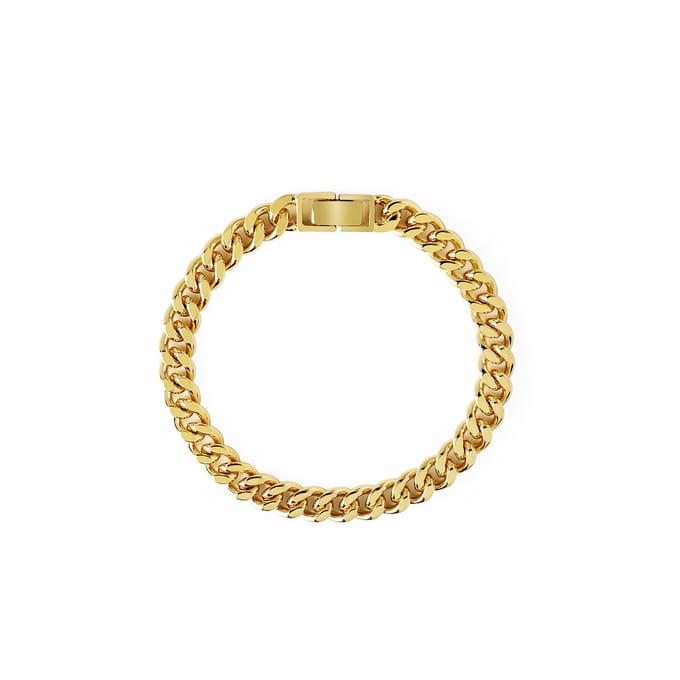 Goud Vergulde Platte Chunky Schakel Armband