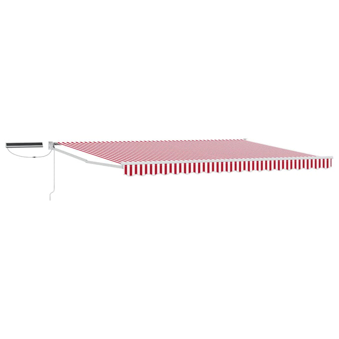 vidaXL - Elektrisch - Uitschuifbare - Zonneluifel - Rood - en - Wit - 5 - x - 3 - m
