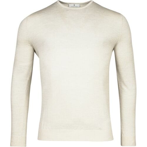 Thomas Maine Trui Fine Merino Single Knit Crew Neck Kitt / male