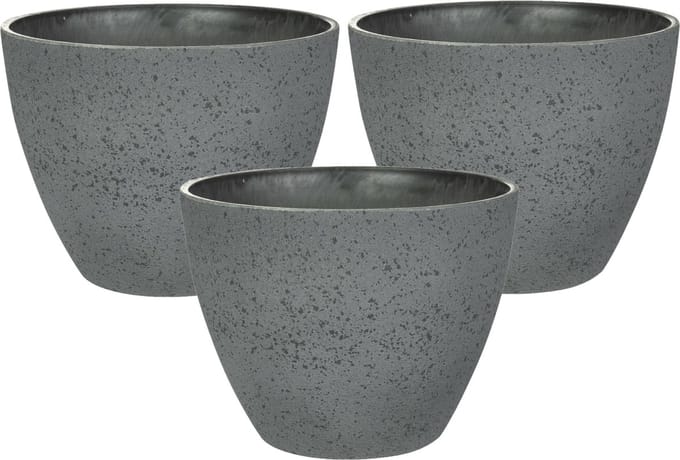 Ter Steege Bloempot/plantenpot - 3x - buiten - antraciet - D13/H12 cm